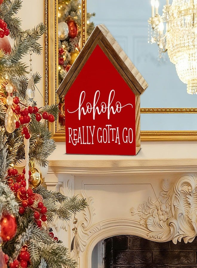 CIANMGD Christmas Bathroom Decor, Funny Ho Ho House Shaped Wood Sign, Christmas Restroom Bathroom Decorations for Farmhouse Home - Image 5